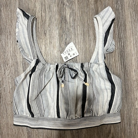Pull  & Bear Linen Blend Crop Top - Picture 3 of 15
